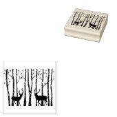 トナカイと樺の木の木,クリスマス ラバースタンプ (押印)