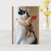 トナカイと猫のグリーティングカード カード (黄色い花)