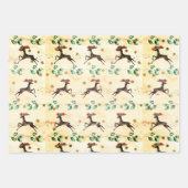 トナカイと緑クリスマス ラッピングペーパーシート (正面2)