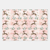 トナカイと緑クリスマス ラッピングペーパーシート (正面)