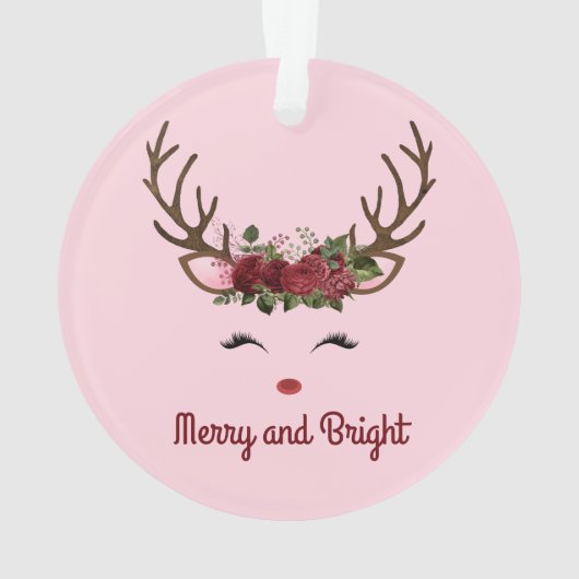 トナカイと花メリーとピンクのセラで明るい オーナメント (裏面)