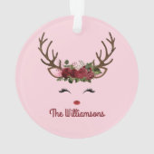 トナカイと赤のバラがピンクに オーナメント (裏面)