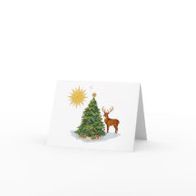 トナカイと金の星のクリスマスツリー