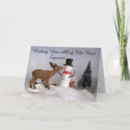 トナカイと雪だるまビレッジクリスマスカード シーズンカード