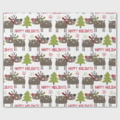 トナカイと雪片が楽しめる休日 ラッピングペーパー (フラット)