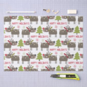 トナカイと雪片が楽しめる休日 薄葉紙 (クラフト)