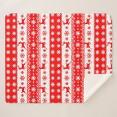 トナカイと雪片のクリスマスパターン シェルパブランケット (正面(横))