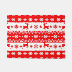 トナカイと雪片のクリスマスパターン ドアマット