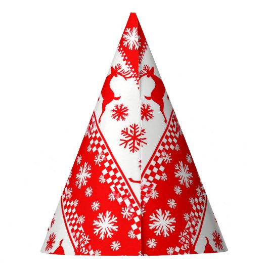 トナカイと雪片のクリスマスパターン パーティーハット (裏面)