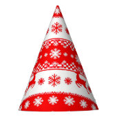トナカイと雪片のクリスマスパターン パーティーハット (正面)