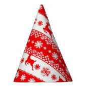 トナカイと雪片のクリスマスパターン パーティーハット (右)