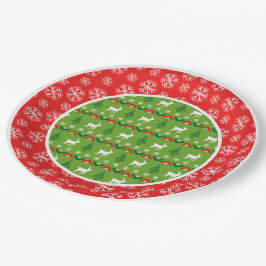 トナカイと雪片パターン ペーパープレート