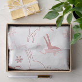 トナカイと雪片ピンクの茶色の白いクリスマス 薄葉紙 (ギフト)