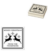 トナカイと雪片フェスティバルメリークリスマス ラバースタンプ (押印)