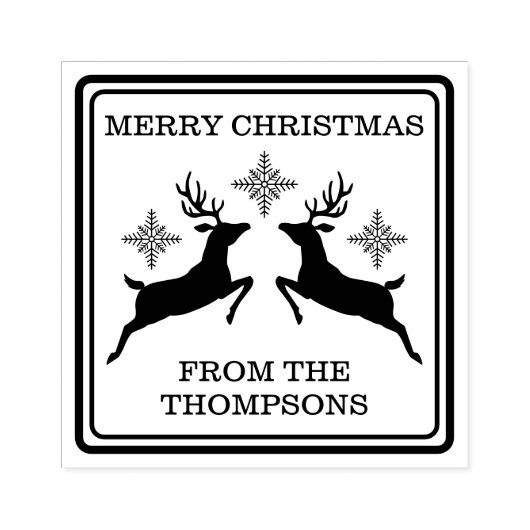 トナカイと雪片フェスティバルメリークリスマス ラバースタンプ (インプリント)