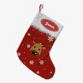 トナカイと雪片 – クリスマスストッキング (正面 (吊り時))