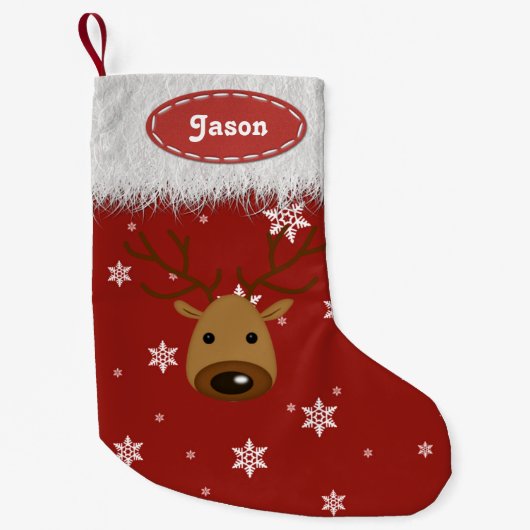 トナカイと雪片 – クリスマスストッキング (正面)