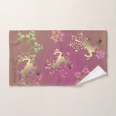 トナカイと雪片（名前あり） バスタオルセット (ハンドタオル)