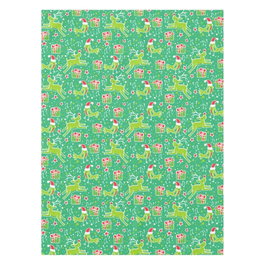 トナカイと鳥の緑のテーブルクロス テーブルクロス (正面)