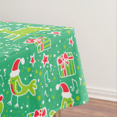 トナカイと鳥の緑のテーブルクロス テーブルクロス (インサイチュ)
