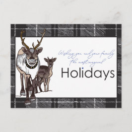トナカイと鹿のクリスマスホリデーマジカル シーズンポストカード