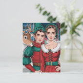 トナカイと2小妖精や小人 ポストカード (スタンド正面)