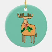 トナカイにホリー、クリスマスライトを使ったムース セラミックオーナメント (裏面)