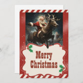 トナカイに乗るサンタクロース絵画|過去記事 シーズンカード (正面/裏面)