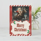 トナカイに乗るサンタクロース絵画|過去記事 シーズンカード (スタンド正面)