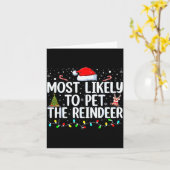 トナカイに触ろうとする人 チャンスは低い 面白い家族 クリス カード (黄色い花)