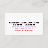 トナカイねこ, クリスマスパーティー招待チケット エンクロージャーカード (裏面)