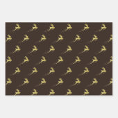 トナカイのある黄金のクリスマスツリー ラッピングペーパーシート (正面2)