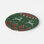 トナカイのおもしろいなクリスマスの醜いセーターの紙皿 ペーパープレート (アングル)