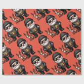 トナカイのかわいいギャングスターサンタ | ラッピングペーパー (フラット)