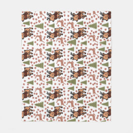 トナカイのかわいいフラワーマグ フリースブランケット