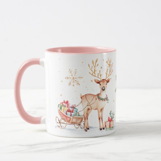 トナカイのそり クリスマスマグ マグカップ (左)