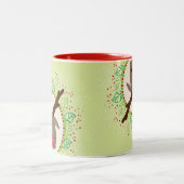 トナカイのぞき可愛い赤い鼻ルドルフ石灰グリーン ツートーンマグカップ (中央)