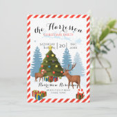 トナカイのイラストが入ったクリスマスパーティーの招待状 招待状 (スタンド正面)