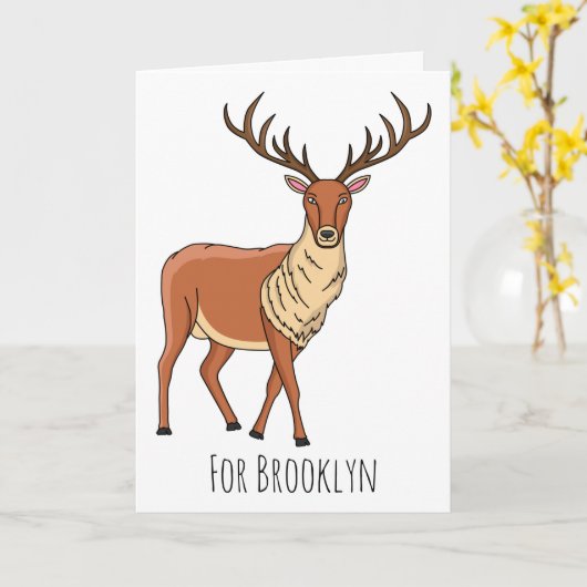 トナカイのイラスト カード (黄色い花)