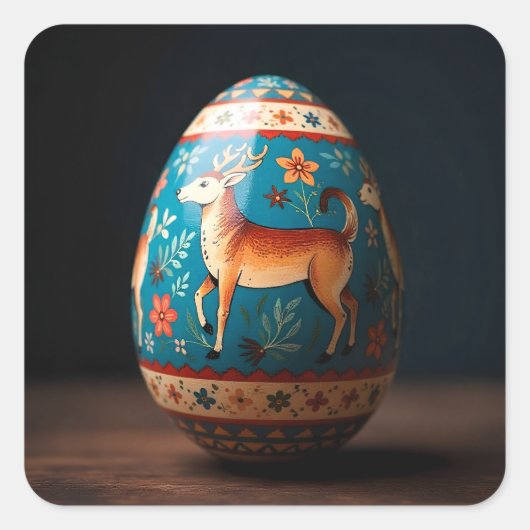 トナカイのイースターエッグ スクエアシール (正面)
