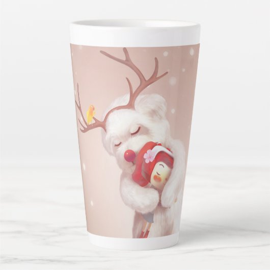 トナカイのガールハギングドッグ〔雄ジカの〕枝角 カフェラテマグ (正面)