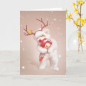 トナカイのガールハギングドッグ〔雄ジカの〕枝角 カード (黄色い花)