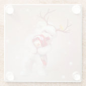 トナカイのガールハギングドッグ〔雄ジカの〕枝角 ガラスコースター (裏面)
