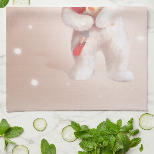 トナカイのガールハギングドッグ〔雄ジカの〕枝角 キッチンタオル (折り畳み)