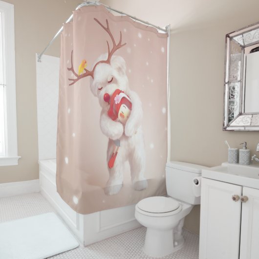 トナカイのガールハギングドッグ〔雄ジカの〕枝角 シャワーカーテン (インサイチュ)