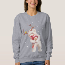 トナカイのガールハギングドッグ〔雄ジカの〕枝角 スウェットシャツ