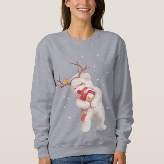 トナカイのガールハギングドッグ〔雄ジカの〕枝角 スウェットシャツ (正面)