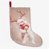 トナカイのガールハギングドッグ〔雄ジカの〕枝角 スモールクリスマスストッキング (正面)