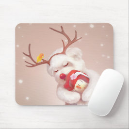 トナカイのガールハギングドッグ〔雄ジカの〕枝角 マウスパッド