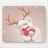 トナカイのガールハギングドッグ〔雄ジカの〕枝角 マウスパッド (正面)